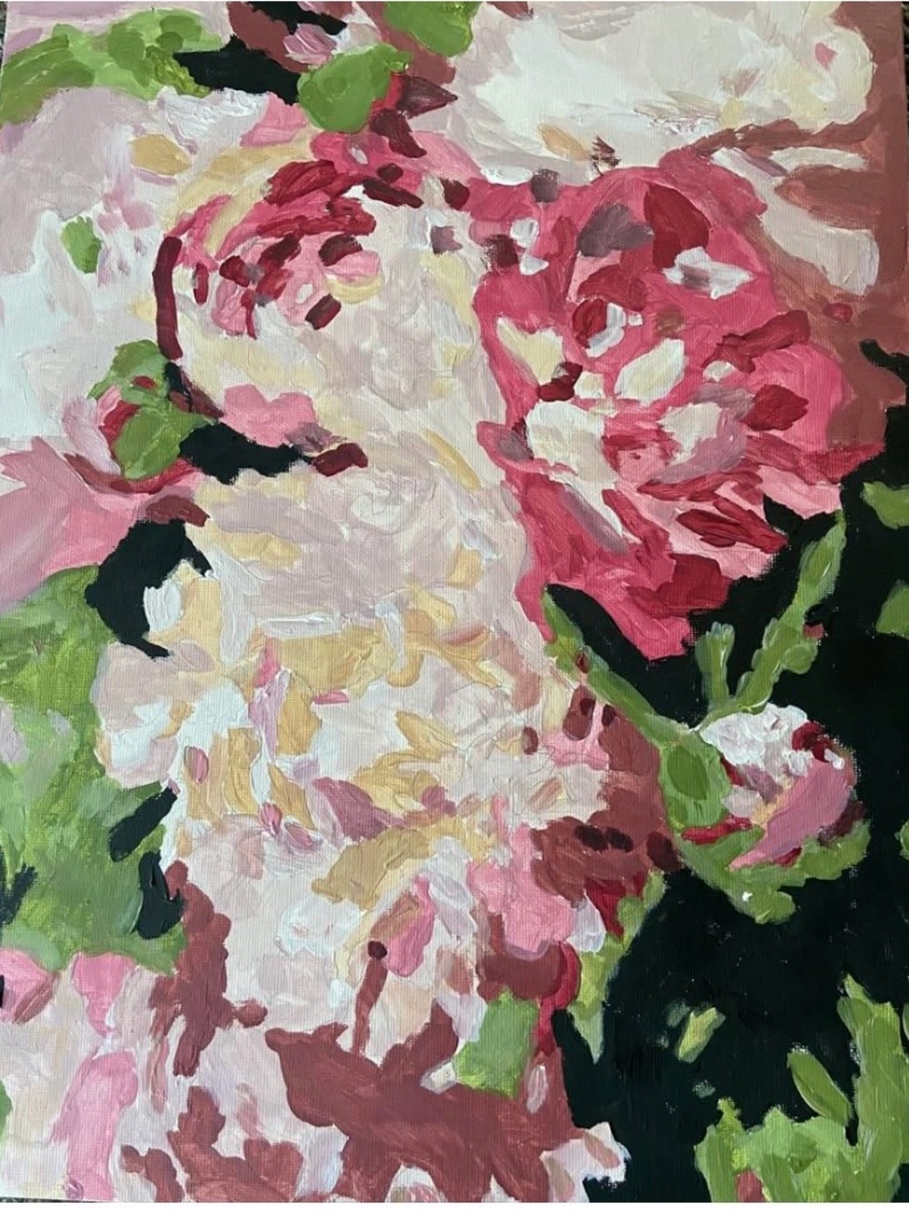 Pink Floral Abstract Canvas Wall Art